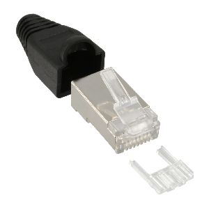 10er Pack InLine® Crimpst. RJ45 gesch., mit Knickschutz & Einfädelhilfe, schwarz 74510S