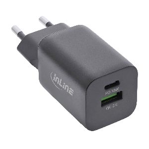 InLine® Power Delivery + Quick Charge USB Netzteil, 33W, USB-A + USB-C, schwarz 31508C