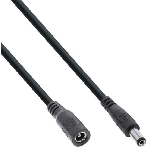 InLine® DC Verlängerungskabel, DC Stecker/Buchse 5,5x2,5mm, AWG 18, schwarz 5m 26905G