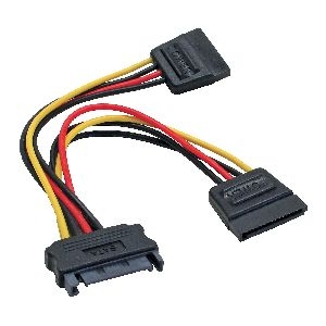 InLine® SATA Strom-Y-Kabel, SATA Buchse an 2x SATA Stecker, 0,15m 29683