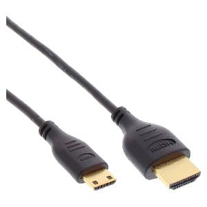 InLine® HDMI Superslim Kabel A an C, HS mit Eth., Premium, schwarz / gold, 0,3m 17533C
