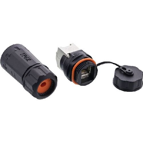 InLine® Patchkabelbuchse, RJ45 Cat.6A, IP68, für Industrie, mit Staubkappe 69990R