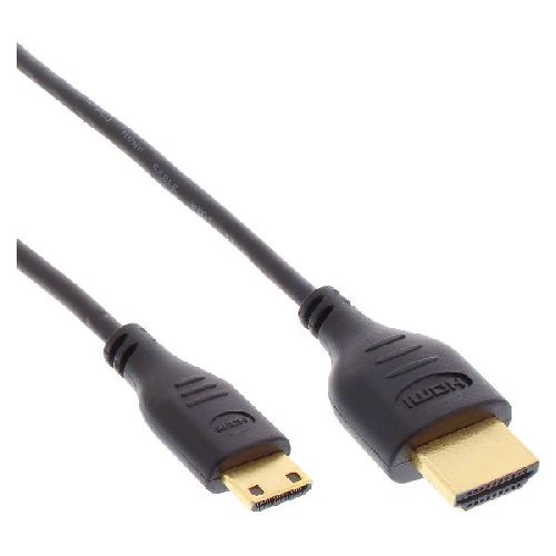 InLine® HDMI Superslim Kabel A an C, HS mit Eth., Premium, schwarz / gold, 1m 17501C