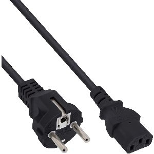 45er B-Pack InLine® Netzkabel, Schutzkont. gerade / Kaltgerätest. C13, 1m B-16651D
