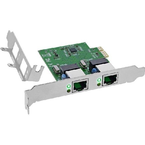 InLine® Dual Gigabit Netzwerkkarte, 2x RJ45 1Gb/s, PCIe x1, inkl. LP Slotblech 51128K