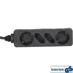 InLine® Steckdosenleiste, 4-fach, 2x Schutzkontakt + 2x Euro, schwarz, 5m 16445