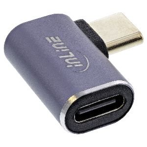 InLine® USB4 Adapter, USB-C Stecker/Buchse rechts/links gewinkelt, Aluminium 35900B