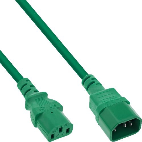 InLine® Kaltgeräteverlängerung, C13 auf C14, grün, 1m 16501G