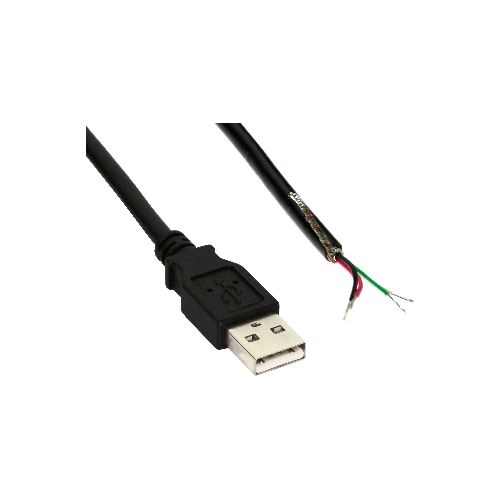 InLine® USB 2.0 Kabel, A an offenes Ende, schwarz, 2m, bulk 34520Z