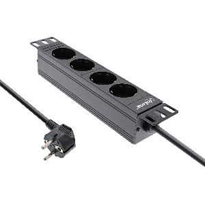 InLine® 10&quot; Steckdosenleiste, 4-fach Schutzkontakt, ohne Schalter, 2m, schwarz 16420J