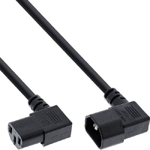 InLine® Netzkabel Kaltgeräteverlängerung, C13 auf C14, 90° abgewinkelt, 3,0m 16630A