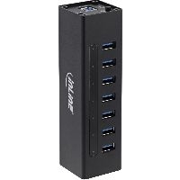 InLine® USB 3.0 Hub, 7 Port, Aluminiumgehäuse, schwarz, mit 2,5A Netzteil 35395B