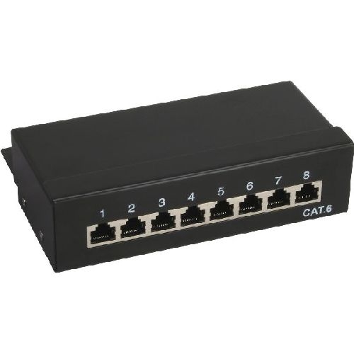 InLine® Patchfeld Cat.6 8-fach, Desktop, schwarz, RAL9005 76208