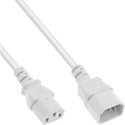 InLine® Kaltgeräteverlängerung, C13 auf C14, weiß, 0,5m 16505W