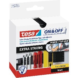 tesa On- & Off-Klettband extra stark, 1m x 50mm, schwarz 11631