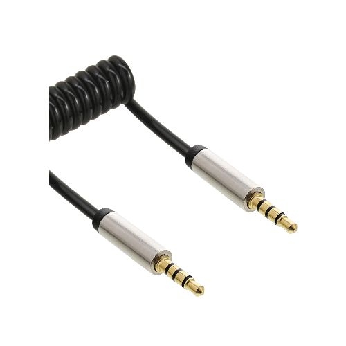 InLine® Slim Audio Spiralkabel Klinke 3,5mm ST/ST, 4pol, Stereo, 0,5m 99274