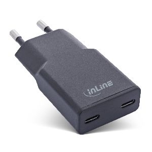 InLine® USB Netzteil Ladegerät Dual USB-C, PD, PPS, 30W, schwarz 31509B