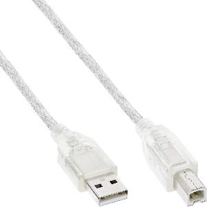 InLine® USB 2.0 Kabel, A an B, transparent, 0,3m 34503T