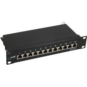 InLine® Patchfeld Cat.6, 12-fach, 10&quot; 1HE, schwarz, RAL9005 76213S