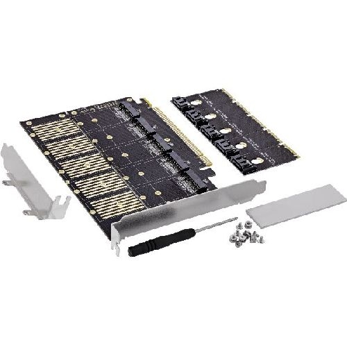 InLine® Schnittstellenkarte, PCIe x16 zu 5x M.2 Key B SATA, inkl. Low-Profile 76619G