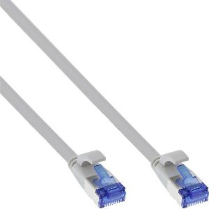 InLine® Patchkabel flach, U/FTP, Cat.6A, TPE halogenfrei, grau, 0,3m 75713