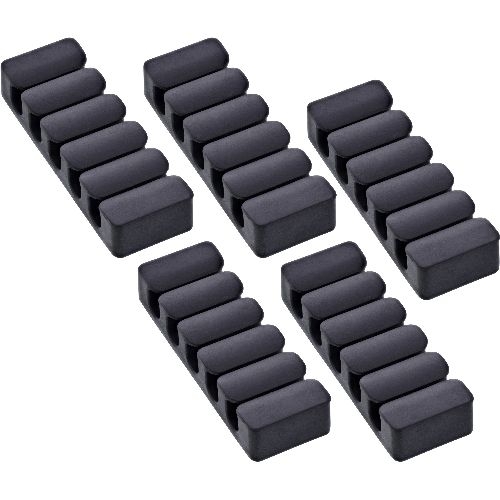 5er Pack InLine® Kabelclip, 5-fach, selbstklebend, schwarz 59971K
