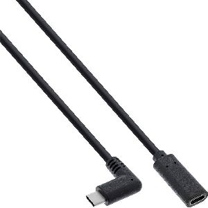 InLine® USB 3.2 Gen.2x2 Kabel, USB-C Verl., ST gewink. auf BU, schwarz 0,5m 35786