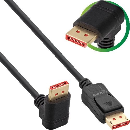 InLine® DisplayPort 1.4 Kabel, 8K4K, nach unten gewinkelt, schwarz/gold, 5m 17155U