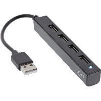 InLine® USB 2.0 4-Port Hub, USB-A Stecker auf 4x USB-A Buchse, Kabel 15cm 33293K