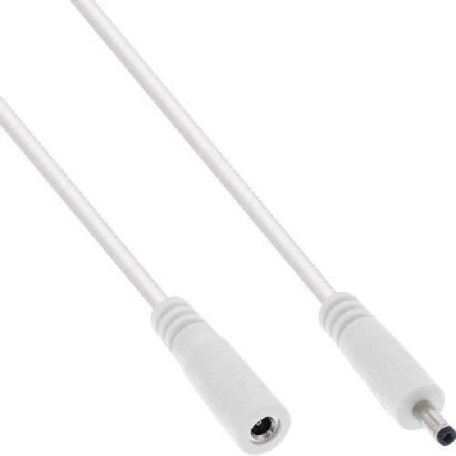 InLine® DC Verlängerungskabel, DC Stecker/Buchse 3,5x1,35mm, AWG 18, weiß 0,5m 26955H