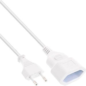 InLine® Euro-Verlängerung, Eurostecker an Eurokupplung, weiß, 0,2m 16680W