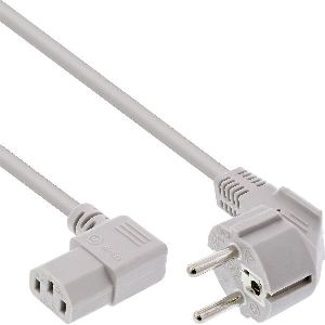 InLine® Netzkabel, Schutzkontakt gew. auf Kaltgerätest. C13 rechts gew. gr.0,5m 16651L