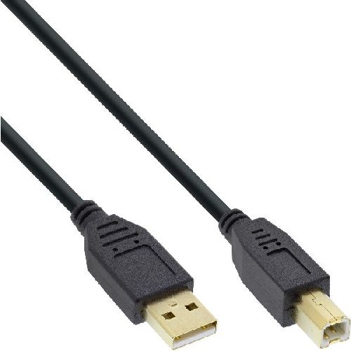 70er B-Pack InLine® USB 2.0 Kabel, A an B, schwarz, Kontakte gold, 2m B-34518S