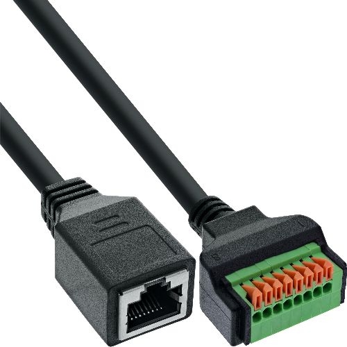 InLine® RJ45 Buchse an Push-In-Klemme, 8pol, Cat.5e, 15cm Kabel 92505H