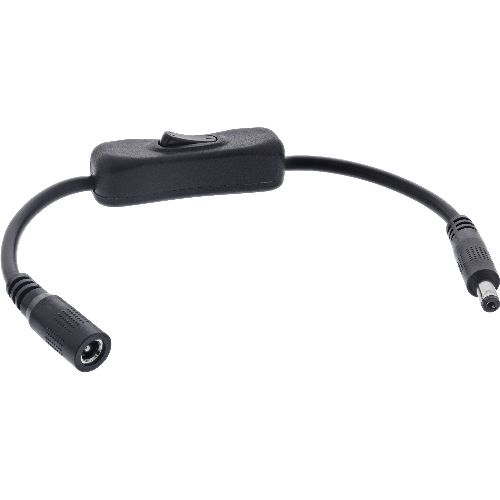 InLine® DC Kabel mit Schalter, 5,5 x 2,1 mm, AWG 18, schwarz, 0,20 m 26906B