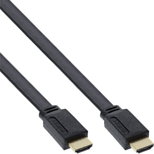 InLine® HDMI High Speed Flachkabel mit Ethernet, schwarz, 0,5 m 17055F