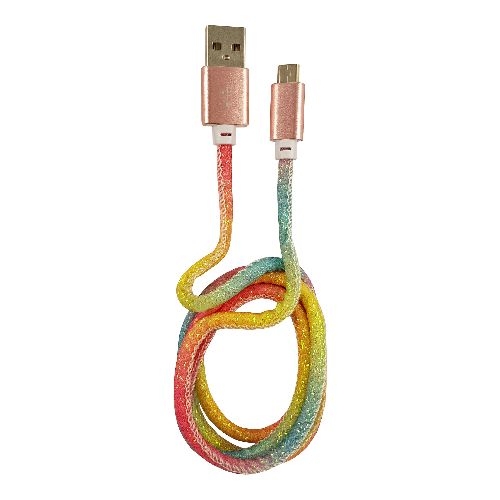 LC-Power LC-C-USB-MICRO-1M-3 USB A zu Micro-USB Kabel, Regenbogen-Glitzer, 1m 31332C