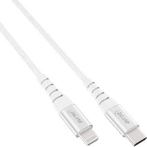InLine® USB-C Lightning Kabel, für iPad, iPhone, iPod, silber/Alu, 2m MFi 31460C