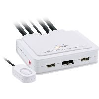InLine® KVM Switch, 2-fach, USB-C+DP zu DisplayPort, 4K, Audio, integr. Kabel 63615I