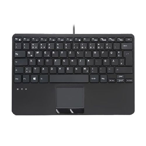 Perixx PERIBOARD-525 DE B, Mini-USB-Tastatur mit Touchpad, schwarz 57155N