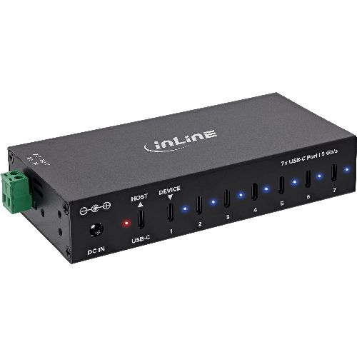 InLine® USB 3.2 Gen.1 Industrie-Hub, USB-C, 7-Port, mit Netzteil 35396E