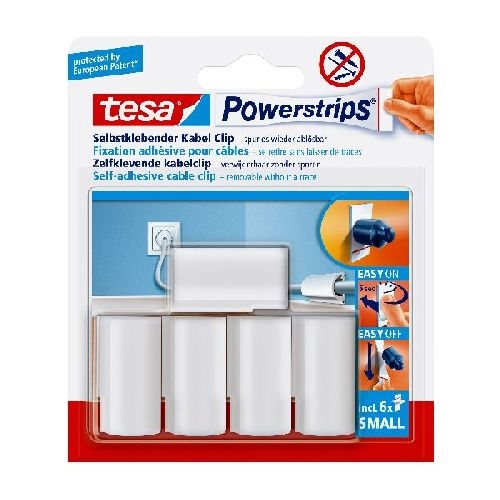 tesa Powerstrips Kabel-Clip, weiss, 5 Stück 11604
