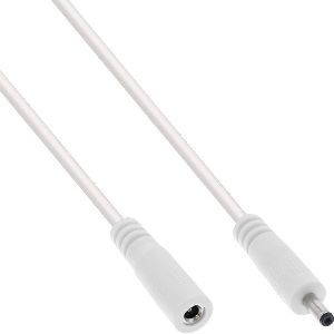 InLine® DC Verlängerungskabel, DC Stecker/Buchse 3,5x1,35mm, AWG 18, weiß 2m 26902H