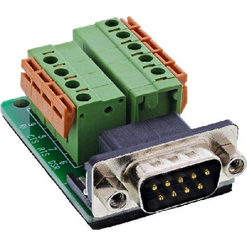 InLine® Terminalblock D-Sub 9 Stecker, Federklemme, Schraubsicherung 92501B