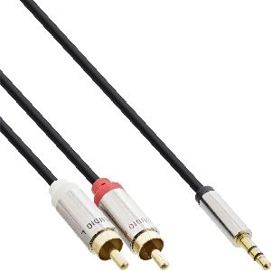 InLine 99244 InLine® Slim Audio Kabel Klinke 3,5mm ST an 2x Cinch ST, 0,5m