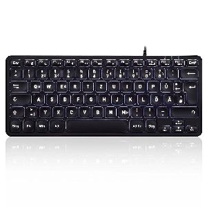 Perixx PERIBOARD-332B DE, Mini-Tastatur, USB kabelgebunden, beleuchtet, schwarz 57155F