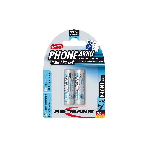 ANSMANN 5030802 NiMH-Akku Mignon AA, Phone DECT, 1300mAh, 2er-Pack 01068F