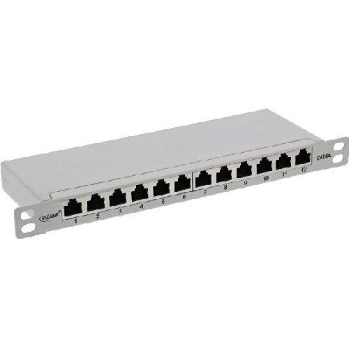 InLine® Patchfeld Cat.6A 12-fach 10 0,5HE lichtgrau, RAL7035 76819I