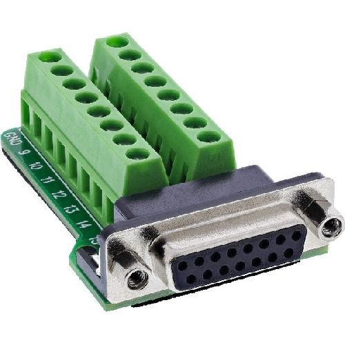 InLine® D-Sub 15 Terminalblock, Buchse, 2-reihig, Schraubklemme 92502A