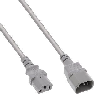 InLine® Kaltgeräteverlängerung, C13 auf C14, grau, 0,5m 16505A